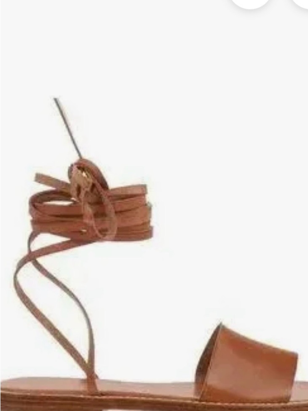 Max Mara Tiffany Women’s Brown Leather Wrap-Ankle Sandal. Size 36